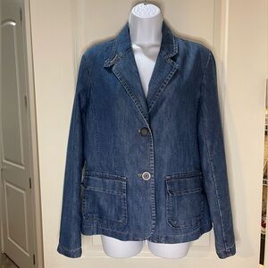 Cherokee Dark Wash Blue Jean Denim Jacket Blazer with Pockets Size M